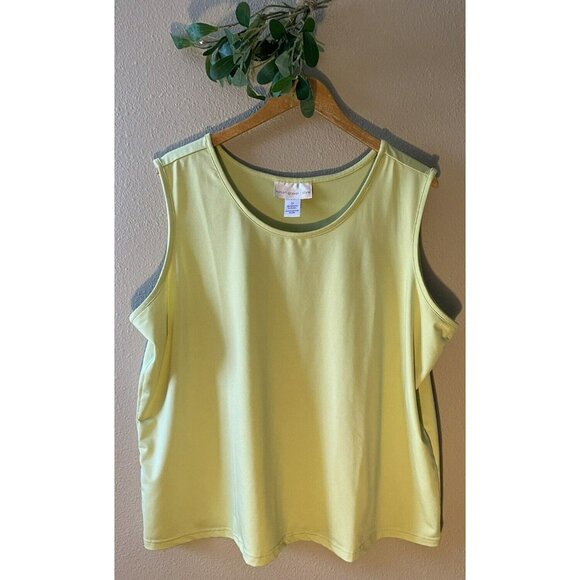 Susan Graver Tank Top Size 2X Lime Green Scoop Neck Stretch Shell Sleeveless - Picture 1 of 7